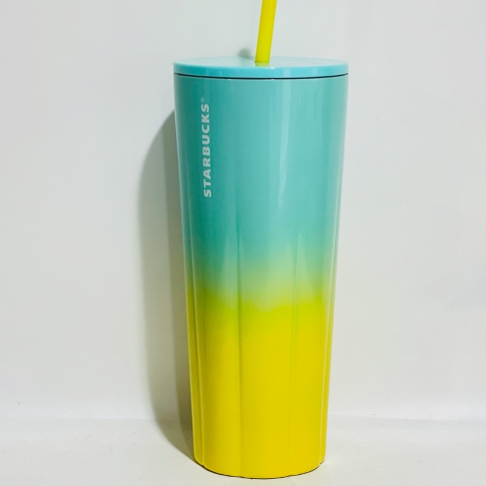 NEW STARBUCKS YELLOW & TEAL TUMBLER - Picture 1 of 5